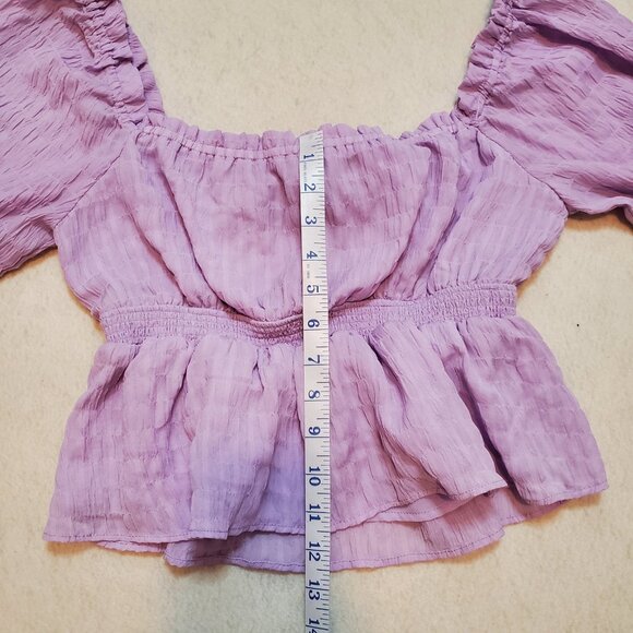 Lush Size M Top Lavender Long Balloon Sleeves Peplum Fairy Cottage Core Coquette - Picture 4 of 8